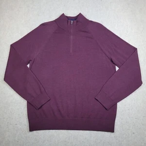 Gap Extra Fine Merino Wool 1/4 Zip Mock Neck Maroon Red Long Sleeve Sweater L - Picture 1 of 7
