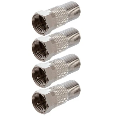 4 Pcs F Type Male to Female Coax Coaxial Cable Adapter Connector CCTV Nickel - Image 1 of 2