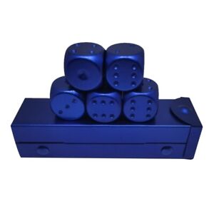 5 Pcs 6 Sided Set with Box for Board Game Silver Green Blue