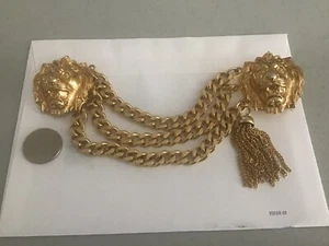 vintage accessocraft ny gold toned lion heads belt buckle - Picture 1 of 7