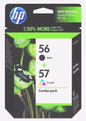 Genuine Original HP 56 Black & 57 Tri-Colour  Ink Cartridges SA342AE Combo Pack - Image 1 of 4