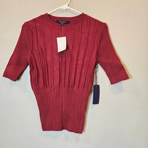 Rachel Roy Sweater Short Sleeve NWT Womens Maroon - Picture 1 of 7