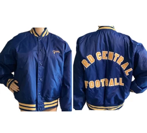 Vintage Varsity Football Jacket Fab-Knit Piper City IL Ford Central Football LG - Picture 1 of 18