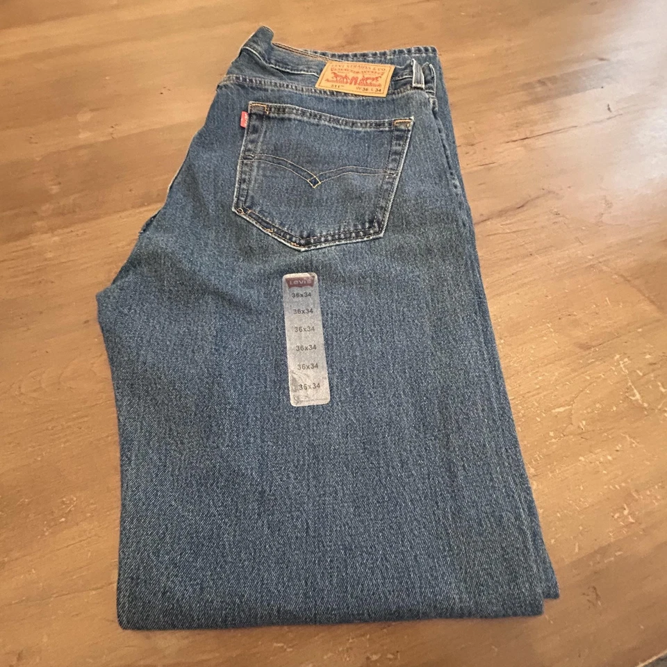 Jeans Levi's 511 Para Hombre 36x34 Azul Denim Cremallera Mosca Pierna Recta 5 Bolsillos *MARCA* NUEVO Foto 1 de 4