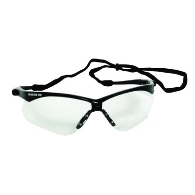 12 KleenGuard Nemesis Safety Glasses Clear Lenses Black Frame with Lanyard 25676 - Image 1 of 3