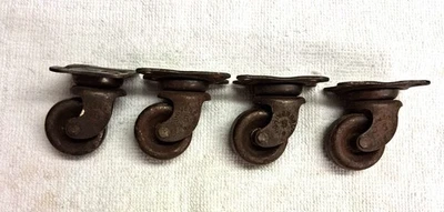 SET OF FOUR ANTIQUE METAL,BALL BEARING, SCREW ON FURNITURE CASTERS, UNIVERSAL 5 - Image 1 of 4