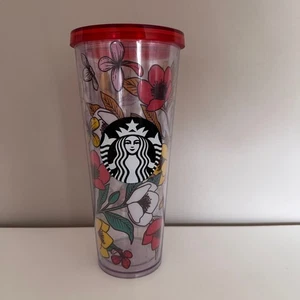 Starbucks Poppy Floral Venti 24oz Cold Tumbler Travel Cup Venti - NO STRAW - Picture 1 of 4