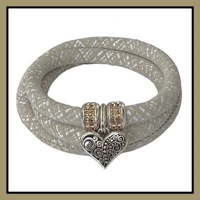 Pulsera de lino BRIGHTON WOODSTOCK Love Affair encanto y cuentas de espectro nueva con etiquetas Foto 1 de 4