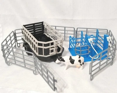 Ag Farm Toy Equipment Paddock Fences, Trailer Milking Station Milk Cow Realistic - Image 1 of 4