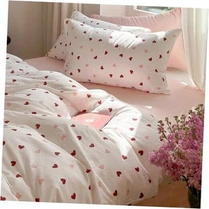Heart Duvet Cover Set Queen Size,White Pink Red Queen (No Comforter) Pink Heart - Picture 1 of 8