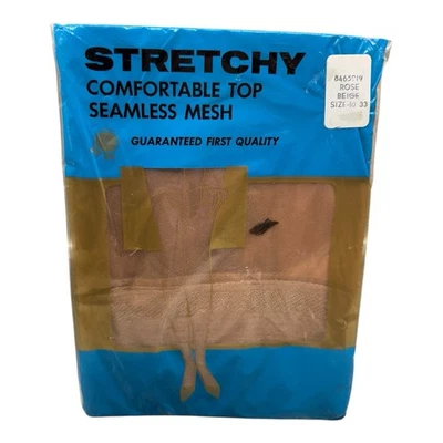 Medias de malla sin costuras elásticas cómodas vintage talla 10 rosa beige 33 Foto 1 de 2