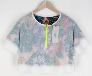SWEATY BETTY Tournament Tennis Women's S Cropped Top Floral Zip-Up Neckline * - Picture 1 of 8