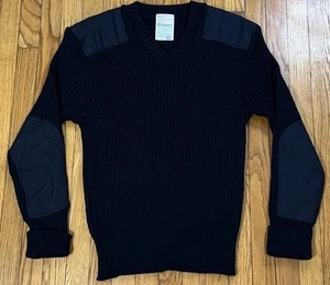 Blauer Commando Navy V-Neck Knit Sweater 100% Virgin Wool Made In England Men XL - Picture 1 of 7