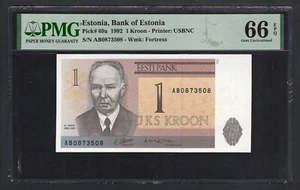 Estonia One Kroon 1992 P69a Uncirculated Grade 66 - Picture 1 of 2