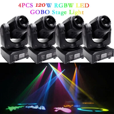4PCS 120W RGBW SPOT Gobo LED Stage Light Moving Head DMX Disco DJ Party Lighting - Image 1 of 4