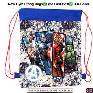 MARVEL AVENGERS DRAWSTRING PULL STRING P.E GYM SCHOOL BAG SWIMMING SPORT BAG - Picture 1 of 5