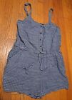 Old Navy Romper Gingham Womens Jumper Blue White Shorts Buttons Size M