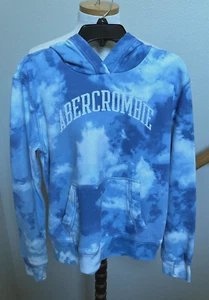 ABERCROMBIE KINDER-L/S-BLAU/WEISS KRAWATTE FARBSTOFF LOGO HOODIE-MÄDCHEN 11/12-EUC - Bild 1 von 2