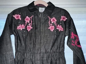 Disney Mulan Jumpsuit Embroidered Zip Front One Piece Size 4 Girls - Picture 1 of 5