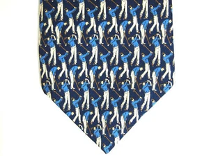 LRL Ralph Lauren Mens Necktie Tie Blue Golfer Golf Print 100% Silk 58" Career - Picture 1 of 4
