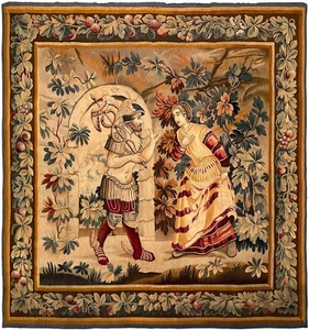 6x6 Antique French Aubusson Tapestry Hermes Mercury Wool & Silk Square 176x178cm - Picture 1 of 18