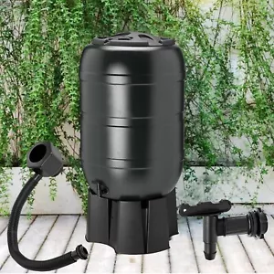 210 Litre Large Black Water Butt Rain Collector With Stand, Filler, Tap & Lid - Picture 1 of 4