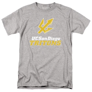 UC San Diego Adult T-Shirt Distressed Primary Logo, Athletic Heather, S-5XL - Picture 1 of 7