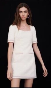 NWT Maje Ranessa Short White Tweed Dress Excellent Condition Sz 36 - Picture 1 of 6