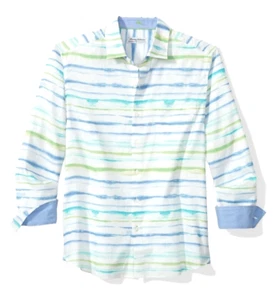 TOMMY BAHAMA Mens 3XLT Linen Stretch Shirt BARBADOS BREEZE Watercolor Stripe LS - Picture 1 of 7