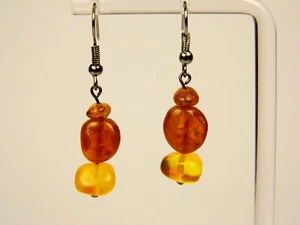 Pendientes colgantes ámbar báltico piedra natural multicolor piedras preciosas genuinas 1191 - Imagen 1 de 11