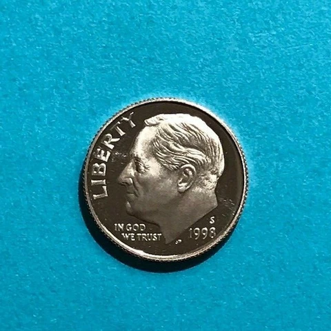 1998 S  Roosevelt  Proof Dime   FREE SHIP Cover