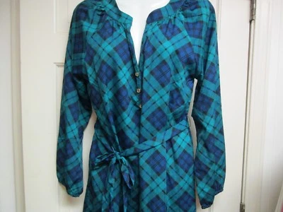 Mud Pie 绿色/海军衬衫裙,尺寸 L,全新带标签 — 第 1/3 张图片