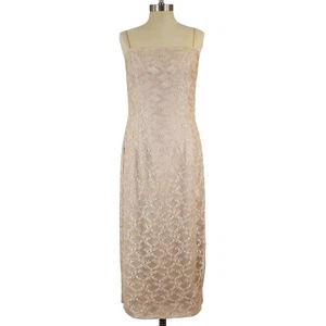 Alex Evenings Lace Cocktail Dress Midi Sleeveless Gold Sz 14 - Picture 1 of 15