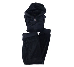 Black Label Juicy Couture Velour Trainingsanzug Set Damen mittlere Jacke & kleine Hose - Bild 1 von 10