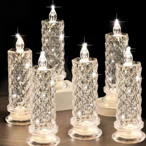 6-Pack Rose Shadow LED Flameless Candles Battery Operated White Pillars - Picture 1 of 11