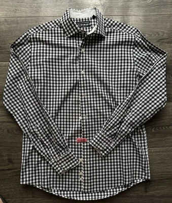 Mens Saks Fifth Avenue Slim Fit Shirt Black & White Checkered - No size tag - Image 1 of 4