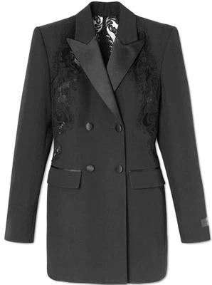 VERSACE Barocco Lace Inlay Wool Evening Jacket Minidress Size 36 ( 155/80A) - Image 1 of 4