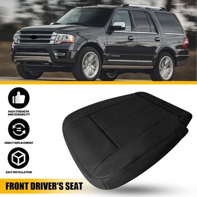 Front Left Bottom Leather Seat Covers Panel For 2015-2017 Ford Expedition Black - Image 1 of 4
