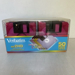 Verbatim DataLife Colors 50 Pack Disks in Storage Case MF 2HD IBM Formatted NEW - Afbeelding 1 van 4