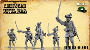 Battlecat Amercian Civil War Union Officers on foot x5 28mm 1/56 Historical - Picture 1 of 3