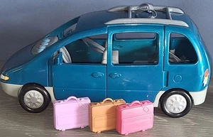 3 Suitcase & Vintage Fisher Price Loving Family Teal Talk N Travel Mini Van SUV - Picture 1 of 12