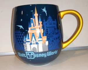 Walt Disney World großer Kaffeebecher 17 Unzen blau mit goldenem Griff - Bild 1 von 5
