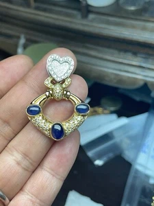 GIA Certified SAPPHIRE DIAMOND 18K GOLD Diamond 13.19g Pendants - Picture 1 of 22