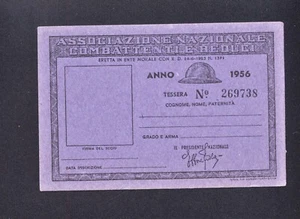 TESSERA 1956 ASSOCIAZIONE NAZIONALE COMBATTENTI E REDUCI (5) - Imagen 1 de 2