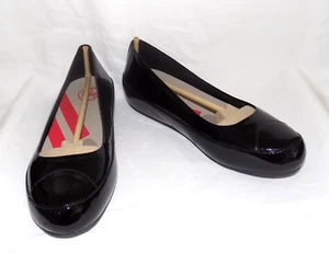 FitFlop "Due" Patent Leather Comfort Platform Flat Ballet Pumps, Black 41EU NEW - Picture 1 of 5