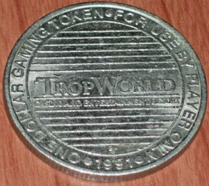 $1 DE COLECCIÓN TOKEN DE TRAGAMONEDAS DEL EFÍMERO CASINO TROPWORLD ATLANTIC CITY - Imagen 1 de 2