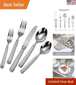 60-Piece Flatware Set for 12 - Marble Pillar Handles & Durable Design - Picture 1 of 9