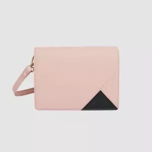 TOMO x TDE. PRIMROSE Blush-Rosa + Negro COLLEEN Saffiano-Bolso de Hombro de Cuero NUEVO - Imagen 1 de 4