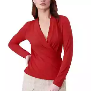 NWT Rachel Roy Women's V-Neck Surplice Wrap Blouse Top Red Size XL $65 3C625 - Picture 1 of 2
