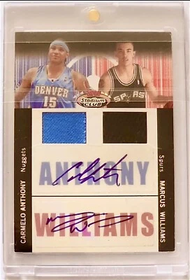 2007-08 TOPPS STADIUM CLUB DUAL GAME PATCH JER AUTO CARMELO ANTHONY WILLIAMS SSP - Image 1 of 2